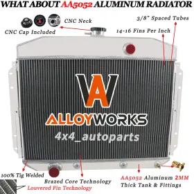 Kk8164 Alloyworks 4 Row Aluminum Radiator Fit 1961-64 63 Ford F100 F250 F350 Truck Pickup V8 8164