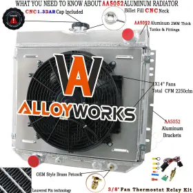 Mc339 Alloyworks 3 Row Radiator Shroud Fan For 1966-73 Ford Falcon Fairlane Mustang Mercury Comer