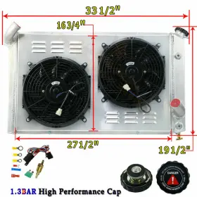Q478 Alloyworks 3 Row Radiator Shroud Fan For 1973-1976 Chevy Corvette Base Stingray 5.7l 7.4l