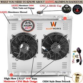Alloyworks Rad2807 Aluminum Radiator Shroud Fan For 2005-2018 Nissan Frontier Pathfinder 4.0l 5.6l