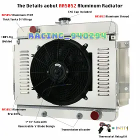 Sbr345 Alloyworks 3 Row Radiator Shroud Fan Relay Fits 1969-1970 Chevy Impala / Bel Air V8