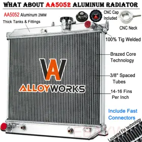 U2707 Alloyworks 2 Row Aluminum Radiator For 2004-12 08 Chevy Colorado Gmc Canyon 2.8l 2.9l 3.7l