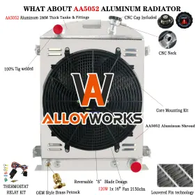 Z-491-2 Alloyworks 4 Row Radiator Shroud Fan For 1930-1938 1935 Ford Model High Boy Coupe Chevy V8