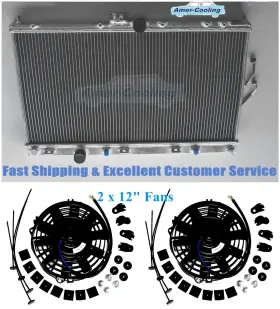 Wade2564 Amer-cooling New Aluminium Radiator Fans For 2002-07 Mitsubishi Lancer 2.0 L4 2007 06