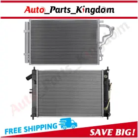 13771245 Apking For 2014 2015 2016 Hyundai Elantra Aluminum Radiator And Ac Condenser Cooling Kit