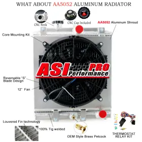 02ara8303asl Asi Performance 3 Rows Aluminum Radiator Shroud Fan For Honda Civic 92-00 D15 D16 Ek Eg Integra