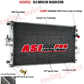 13339 Asi Performance 2 Row Aluminum Radiator For 2011-2016 2015 F250 F350 F450 F550 Superduty V8 6.7l