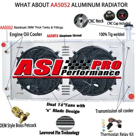 15107009 Asi Performance 3row Radiator Shroud Fan Fit 2004-2016 13 Chevrolet Express Gmc Savana 2500/3500