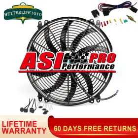 16-fan-j Asi Performance Universal 16 Inch Slim Fan Push Pull Electric Radiator Cooling 12v Mount Relay