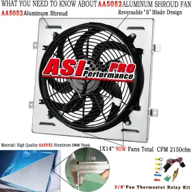 1605-480444 Asi Performance Aluminum Shroud Fan For 1960-66 Ford Mustang Falcon/ Mercury Comet V8 5.0l