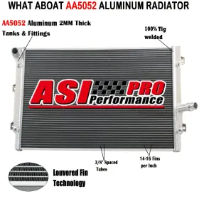 1k0121251ab Asi Performance Radiator For 06-14 Volkswagen Jetta 10-13 Audi A3 Quattro 2.0l Turbocharged