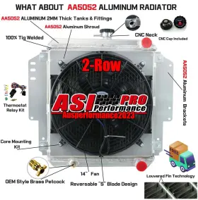 Sj413 Asi Performance 2056 2 Row Radiator Shroud Fan For 81-96 Chevy Suzuki Samurai Sierra Jimny 1.3l