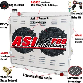 2376 Asi Performance 3 Row Radiator Shroud Fan Relay For 2000-2007 2006 Toyota Tundra Sequoia 4.7l V8