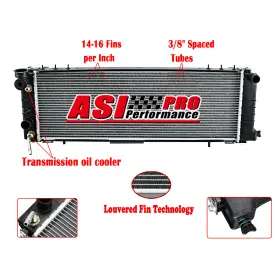 2670 Asi Performance Aluminum Core Radiator For 1991-2001 Jeep Cherokee 1991-1992 Comanche 2.5l L4 At