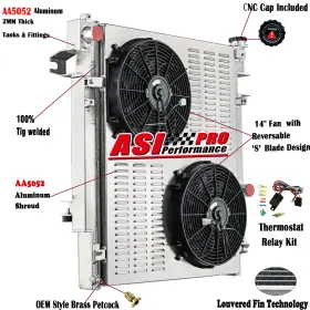 3529 Asi Performance 3row Radiator Shroud Fan Fit 10-12 Dodge Ram 2500 3500/4500 6.7l Cummin Diesel