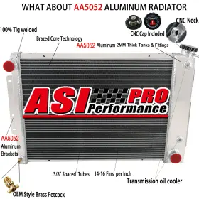 Asi Performance 370 Cc370 3 Row Aluminum Radiator Fit 1967 -1969 Chevy Camaro Pontiac Firebird Big Block