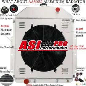 4252fd Asi Performance 4 Row Aluminum Radiator Shroud Fan For 1942-1952 Ford F1 F2 F3 F4 Pickup At