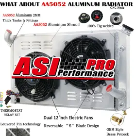 433478 Asi Performance 3 Row Radiator Shroud Fan Fits 1973-1976 Chevy Corvette Stingray C3 5.7l/7.4l