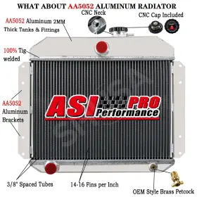 5153 Asi Performance 4 Row Aluminum Radiator Fit 1951-53 Willys Station Wagon Aero Comet Lark Ace