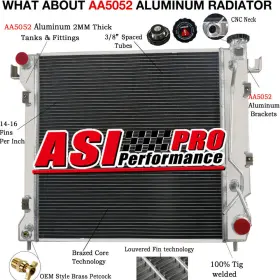 52029146 Asi Performance Upgrade 4 Rows Radiator For 1997-1999 Dodge Dakota Durango 3.9l V6 5.2l 5.9l V8