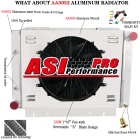 500xl Asi Performance 6063 4 Rows Aluminum Radiator Fan Shroud Relay For 1960-1963 Ford Galaxie V8