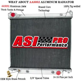 6c2z8005ba Asi Performance 2 Row Aluminum Radiator Fit 1997-2014 Ford E150 E250 Econoline 4.2l 4.6l Gas