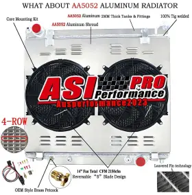 A2977 Asi Performance 4-row Radiator Shroud Fan For 1997-14 Ford E150 E250 E350 E450 5.4l 6.8l/7.3l At