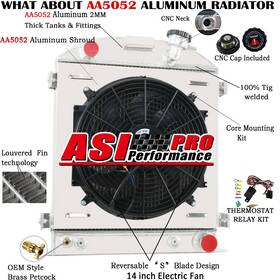 Asi Performance Ae1005 For 1930-1932 31 Ford Hi Boy Hot Rod Chopped Chevy V8 3 Rows Radiator Shroud Fan