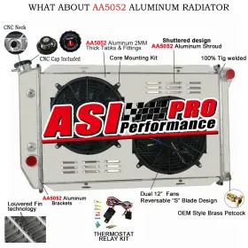 Sbr390 Asi Performance Ae390 Spu390 Q390 Fit 1972-1979 Ford Thunderbird Torino Mongeto 4 Row Radiator Fan Shroud Relay