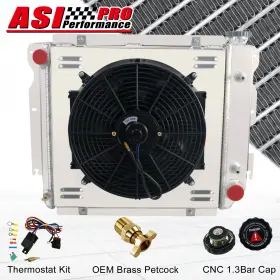 Ae8102 Asi Performance 4 Rows Aluminum Radiator Shroud Fan Fit 87-06 Jeep Wrangler Tj Yj Chevy V8