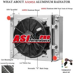 Btp1823 Asi Performance 3 Row Radiator Shroud Fan For 89-94 Landrover Discovery 1 Defender 200 Tdi Turbo