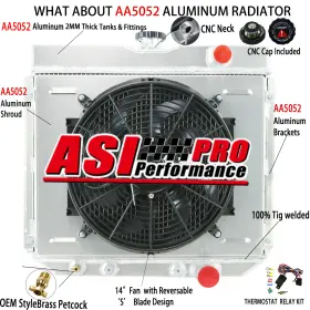 Asi Performance Cc340 Cu340 3 Row Radiator Shroud Fan For Ford Fairlane/66 70 Mustang/mercury Cougar 20 Inch W