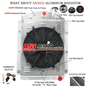 Cc4146ch Asi Performance 3 Row Radiator Shroud Fan Kit For Chevy 1941-1946 Truck Pickup 3.8l Conversion