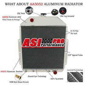 Asi Performance Cc4252.cu4252 4-row Aluminum Radiator Fit 1942-1952 Ford F1 F2 F3 Pickup Trucks V8 Gas At