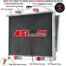 Cc4951fh Asi Performance 4 Row Aluminum Radiator For 1949-1951 Mercury Car Flathead Configuration Engine
