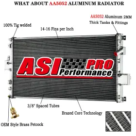 Cu13339 Asi Performance 2 Row Aluminum Radiator Fit 2011-2016 F250 F350 F450 F550 Super Duty 6.7l V8