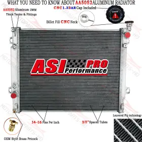 Cu13565 Asi Performance 3 Row Aluminum Radiator For 2016-2023 Toyota Tacoma Sr5 2.7l L4 3.5l V6
