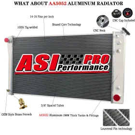 Dpi1210 Asi Performance 3 Row Aluminum Radiator For 1991 1993 Chevy Caprice Buick Roadmaster Oldsmobile