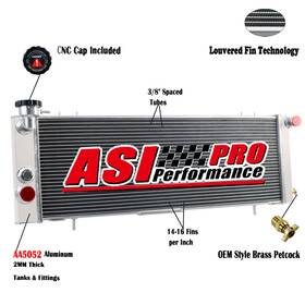 Asi Performance Dpi1592 3 Row Aluminum Radiator For 1991-2001 2000 Jeep Cherokee Xj Comanche 4.0l Mt