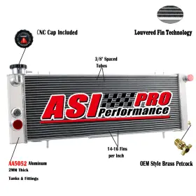 Dpi1592 Asi Performance 3 Row Aluminum Radiator For 1991-2001 2000 Jeep Cherokee Xj Comanche 4.0l Mt