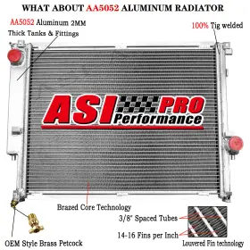 Dpi1841 Asi Performance 2 Row Aluminum Radiator Fit 1992-1999 93 95 Bmw E36 320i 323i 325i 328i Manual