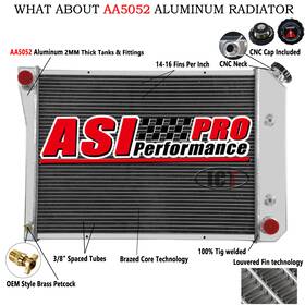 Asi Performance Dpi412 Cc412 Aluminum 4-row Radiator For 1973-1974 Chevy Nova Olds Omega 98 Buick Apollo V8