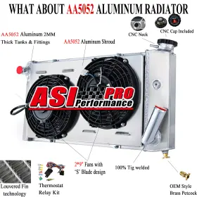 Dpi432 Asi Performance 4 Rows Radiator Shroud Fan For 1971 1977 Chevy Vega/1975-1976 Pontiac Astre L4