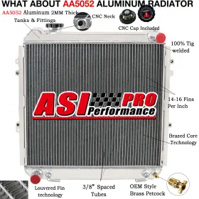 3.0-v6 Asi Performance Dpi50 3row Aluminum Radiator Fit 1988-1995 Toyota 4-runner Pickup Sr5 Dlx Base