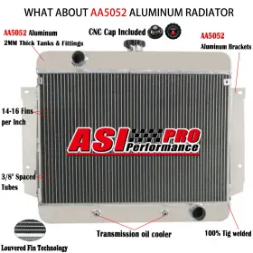 Dpi345 Asi Performance Kks345 Ae345 3 Row Radiator For 1969-1970 Chevy Bel Air Biscayne Caprice 1969 Impala 5.3l At