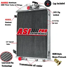 Mc3031fd Asi Performance 4-row Aluminum Radiator For 1930-1931 Ford Model A V8 Conversion