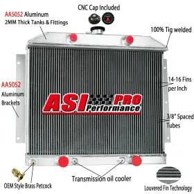 Mc4951fh Asi Performance 4 Row Aluminum Radiator Fit 1949-1951 1950 Mercury Car Flathead Configuration At