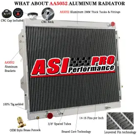 2320wc Asi Performance Q2320 3-rows Aluminum Radiator Fit 00-06 Toyota Tundra 3.4l 4.0l V6 6cyl/2320wc