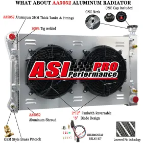 Q618 Asi Performance 3 Row Radiator Shroud Fan For 1988-1997 1989 Chevy Gmc C/k 1500/2500/3500 Truck