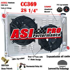 Asi Performance Ra-ck67-3 3 Row Radiator Shroud Fan Relay For 67-72 Chevy C/k/p/g Gmc Blazer Jimmy Cc369